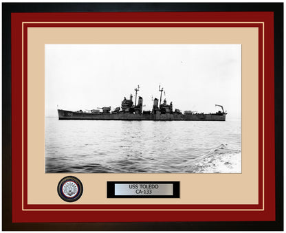 USS TOLEDO CA-133 Framed Navy Ship Photo Burgundy