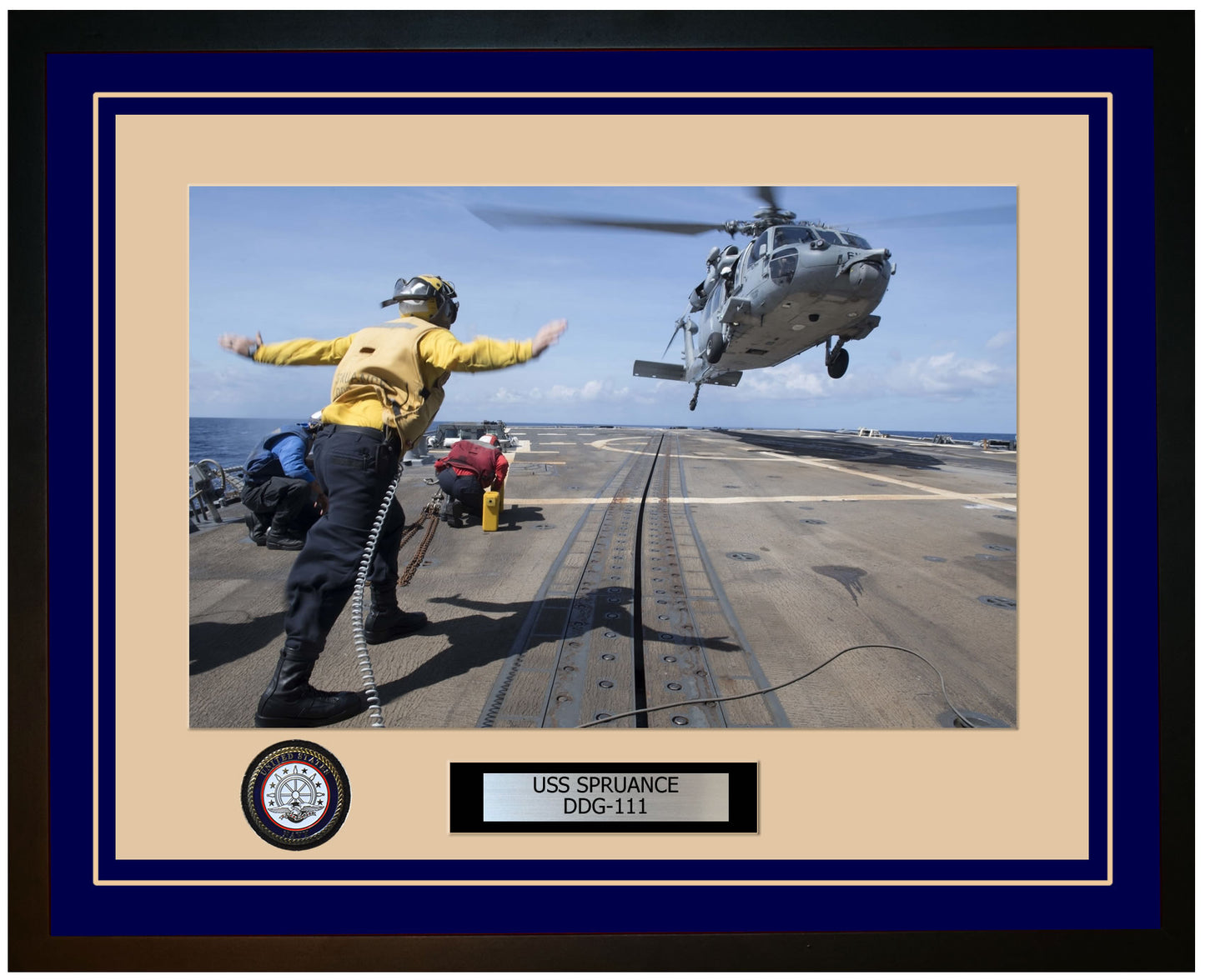 USS SPRUANCE DDG-111 Framed Navy Ship Photo Blue