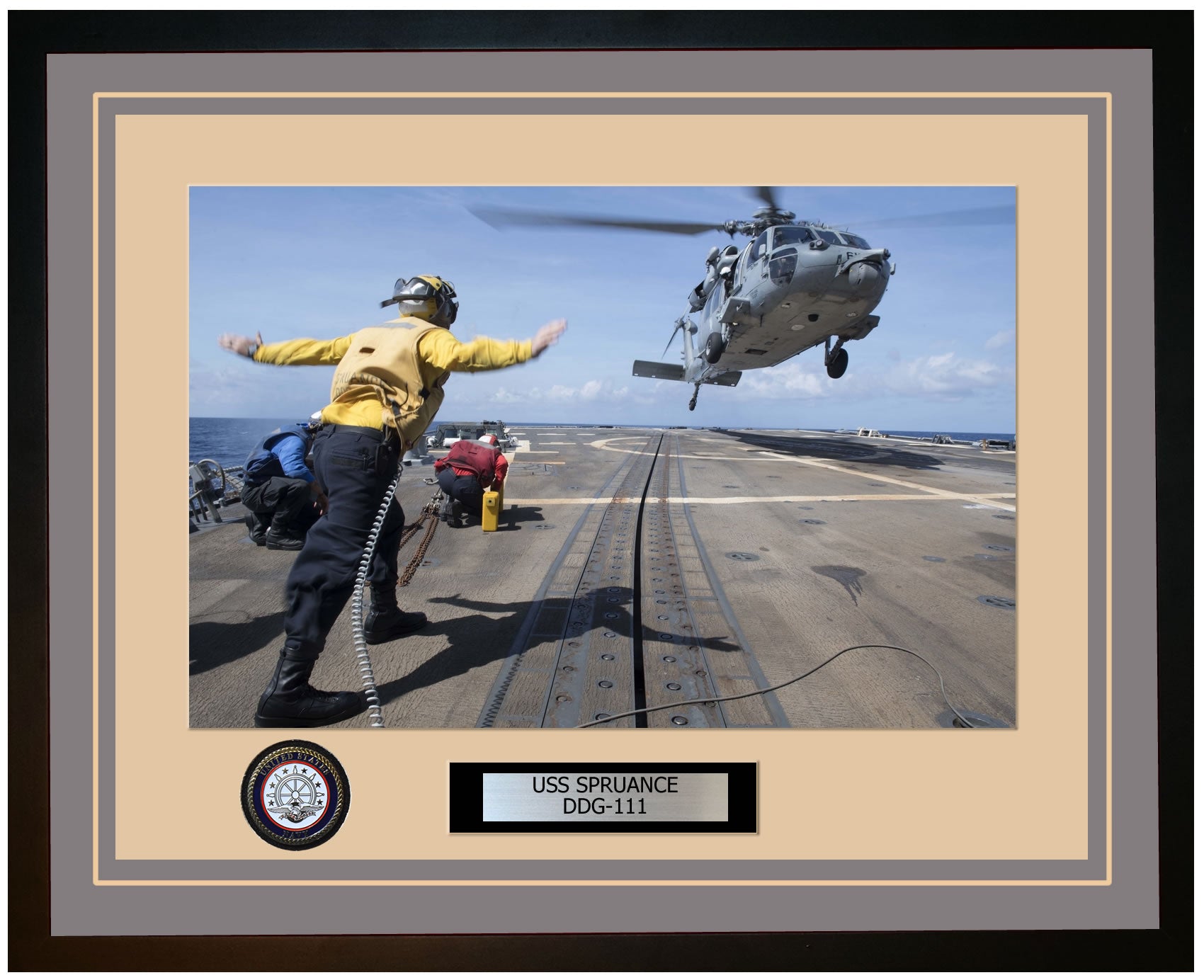 USS SPRUANCE DDG-111 Framed Navy Ship Photo Grey