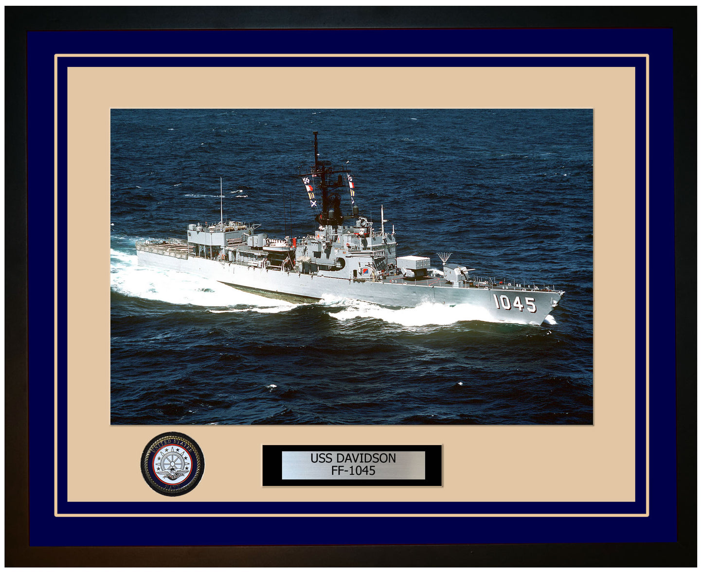 USS DAVIDSON FF-1045 Framed Navy Ship Photo Blue