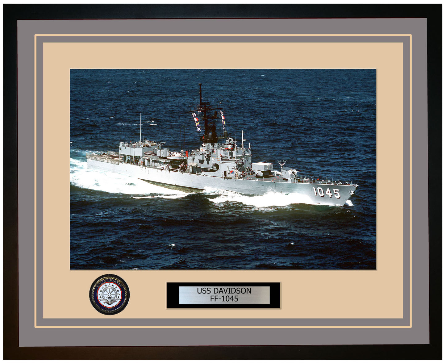 USS DAVIDSON FF-1045 Framed Navy Ship Photo Grey