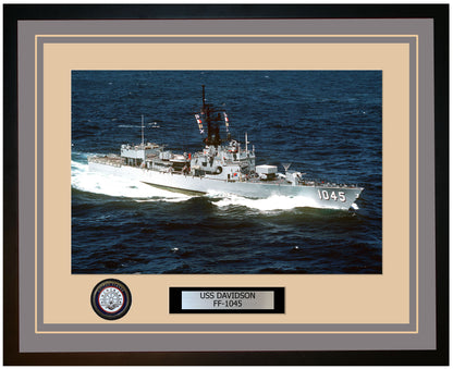 USS DAVIDSON FF-1045 Framed Navy Ship Photo Grey