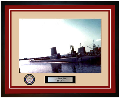 USS Balao SS-285 Framed Navy Ship Photo Burgundy