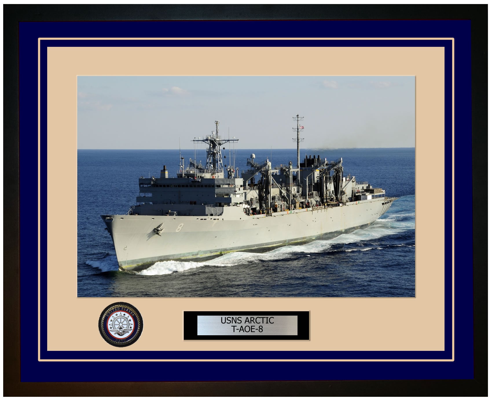 USS ARCTIC T-AOE-8 Framed Navy Ship Photo Blue