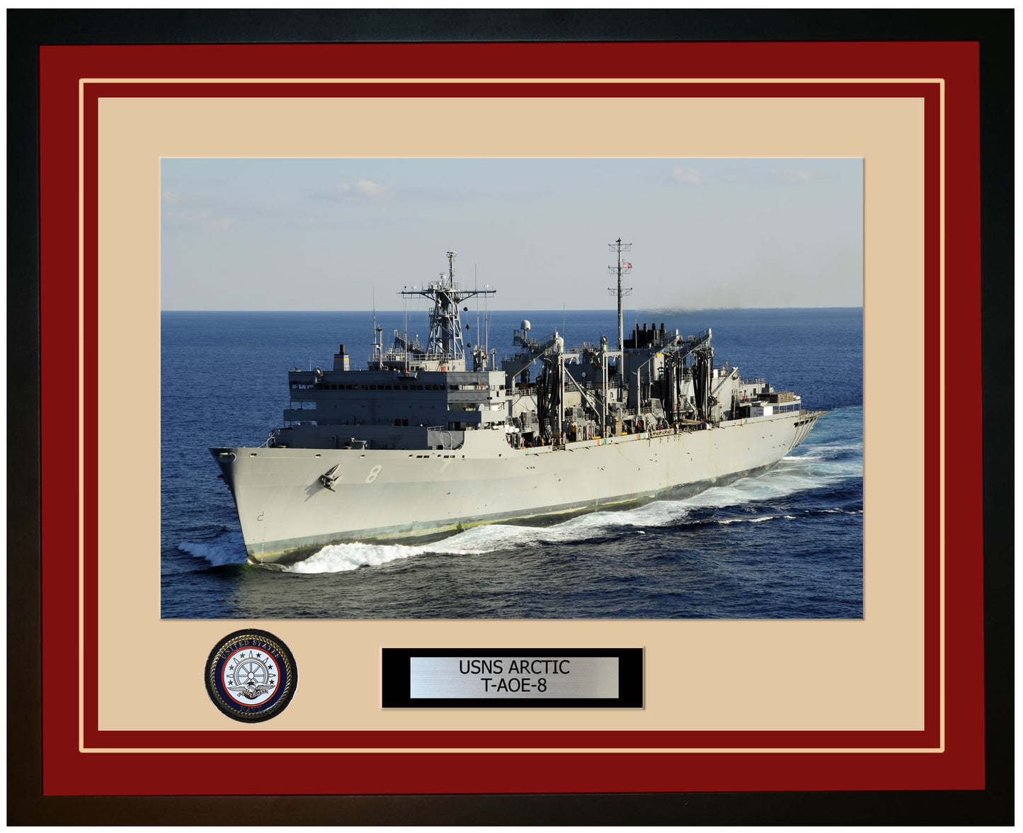 USS ARCTIC T-AOE-8 Framed Navy Ship Photo Burgundy