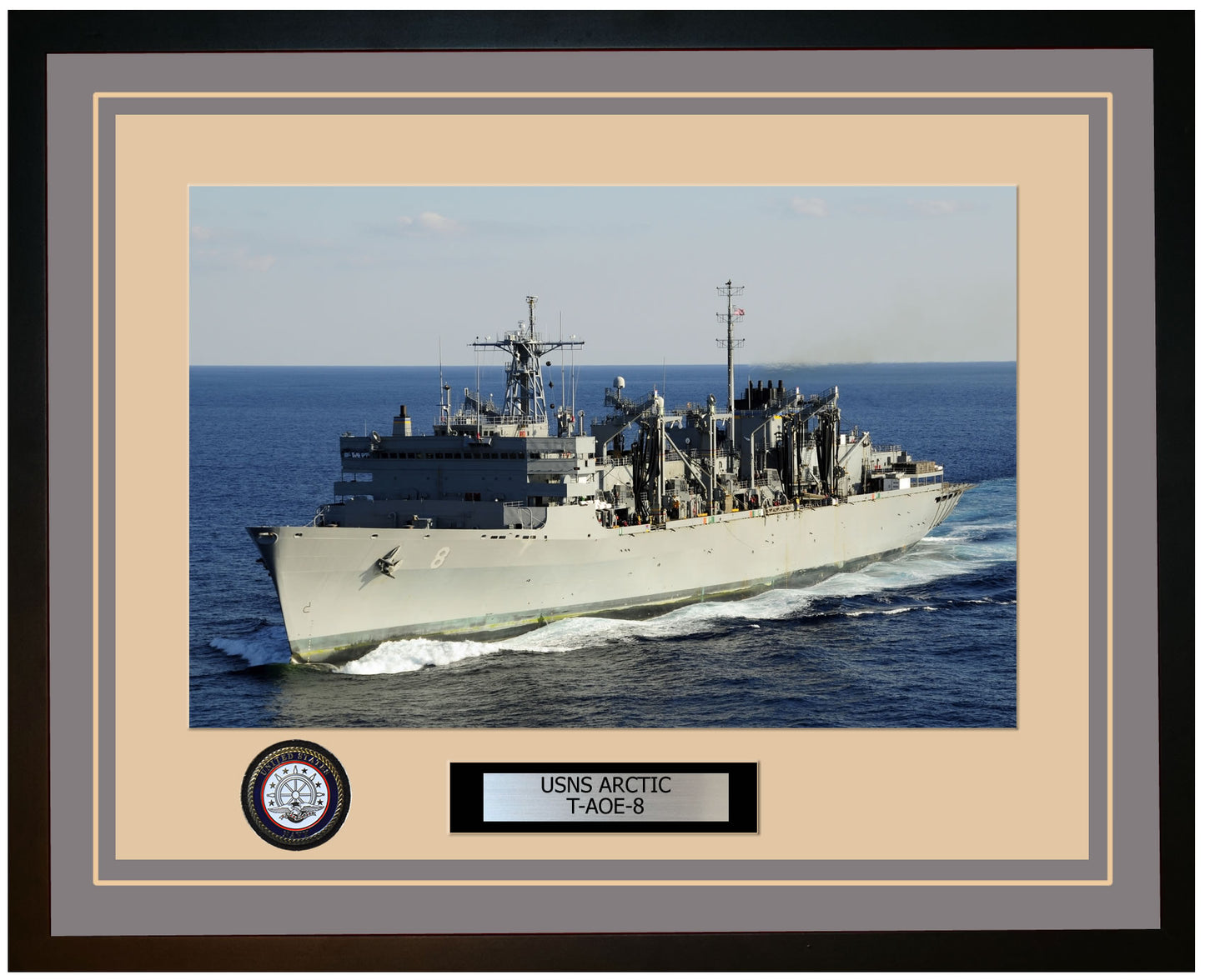 USS ARCTIC T-AOE-8 Framed Navy Ship Photo Grey