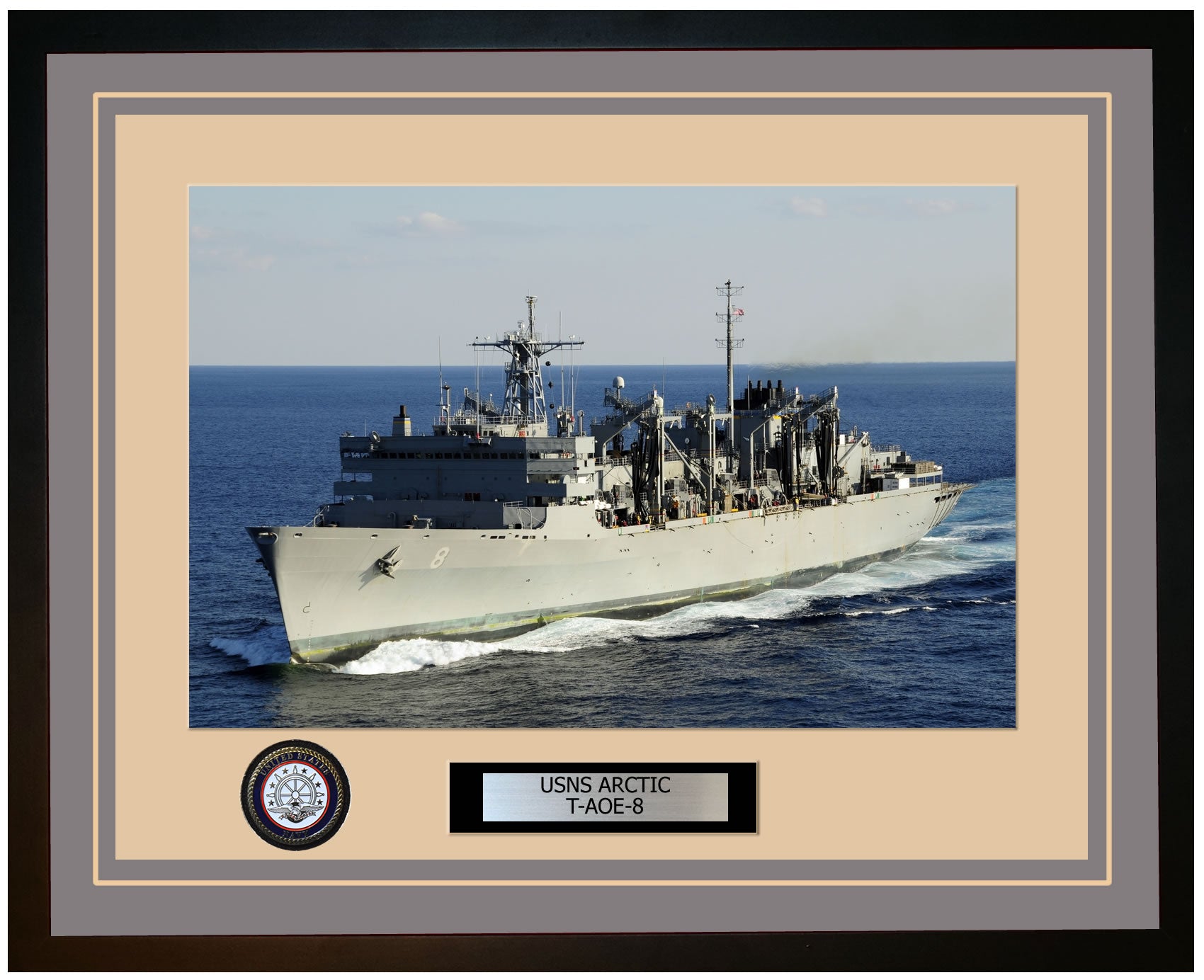 USS ARCTIC T-AOE-8 Framed Navy Ship Photo Grey