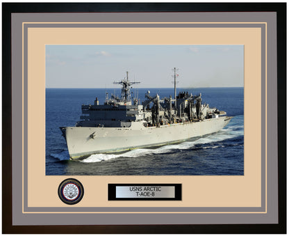 USS ARCTIC T-AOE-8 Framed Navy Ship Photo Grey