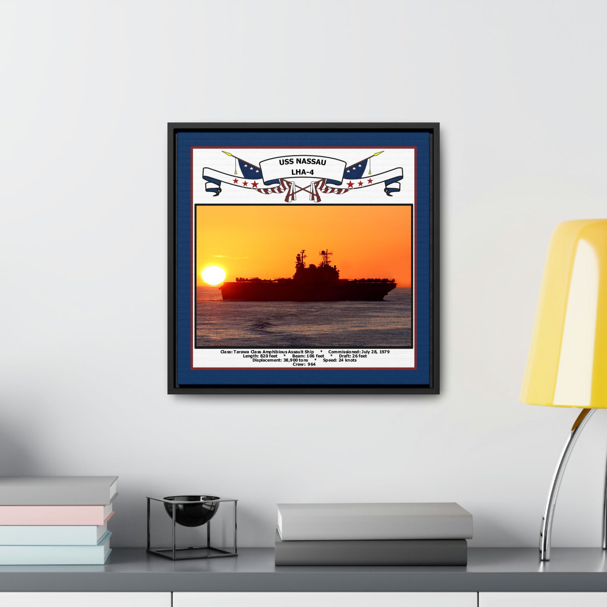 USS Nassau LHA-4 Navy Floating Frame Photo Desk View
