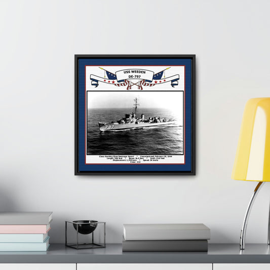 USS Weeden DE-797 Navy Floating Frame Photo Desk View