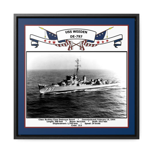 USS Weeden DE-797 Navy Floating Frame Photo Front View