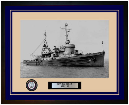 USS CAHUILLA ATF-152 Framed Navy Ship Photo Blue