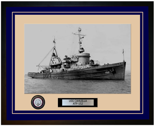 USS CAHUILLA ATF-152 Framed Navy Ship Photo Blue