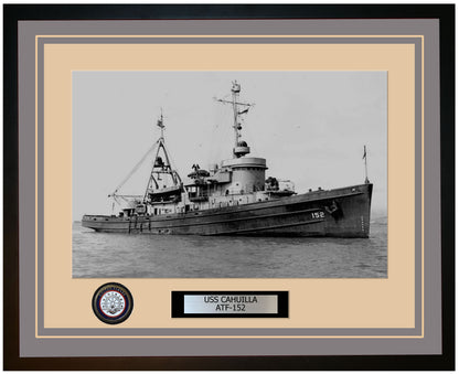 USS CAHUILLA ATF-152 Framed Navy Ship Photo Grey