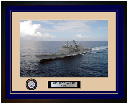USS LAKE CHAMPLAIN CG-57 Framed Navy Ship Photo Blue