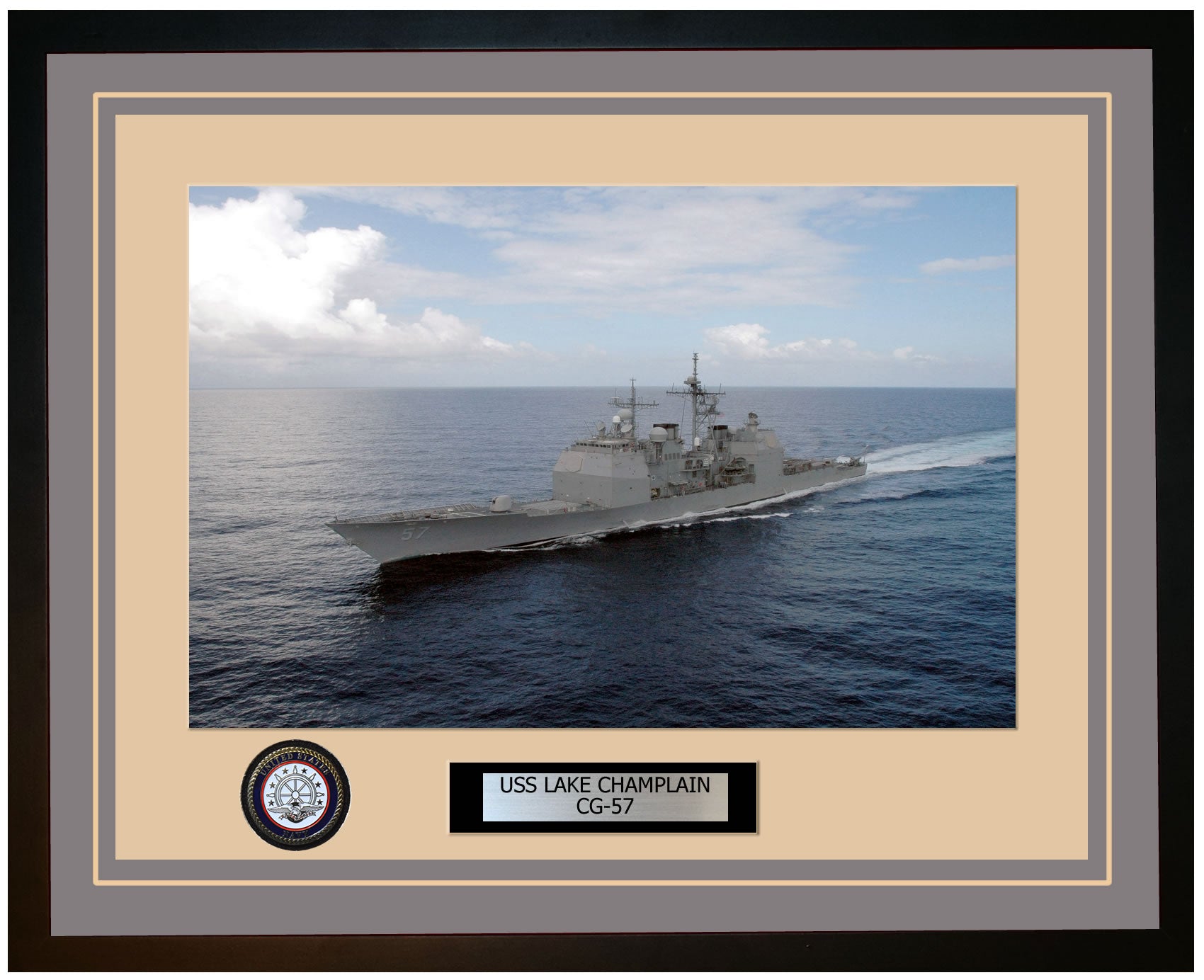 USS LAKE CHAMPLAIN CG-57 Framed Navy Ship Photo Grey