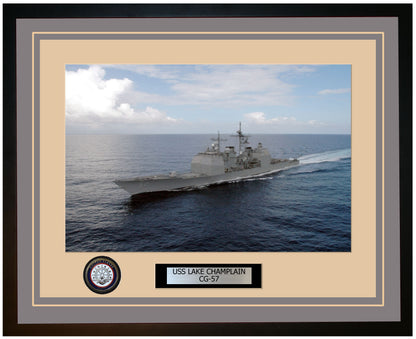 USS LAKE CHAMPLAIN CG-57 Framed Navy Ship Photo Grey