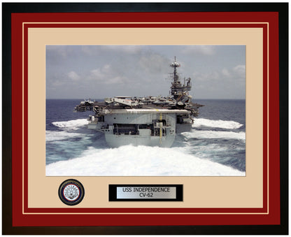 USS INDEPENDENCE CV-62 Framed Navy Ship Photo Burgundy