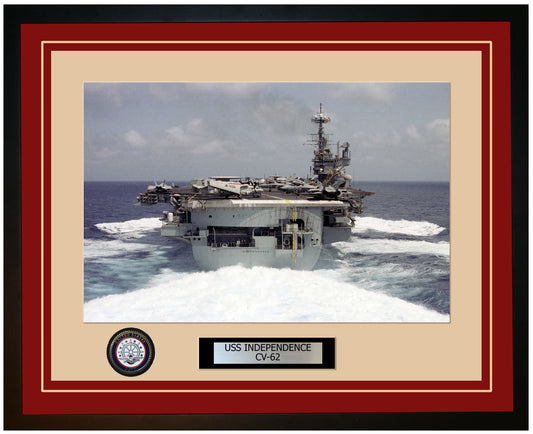 USS INDEPENDENCE CV-62 Framed Navy Ship Photo Burgundy
