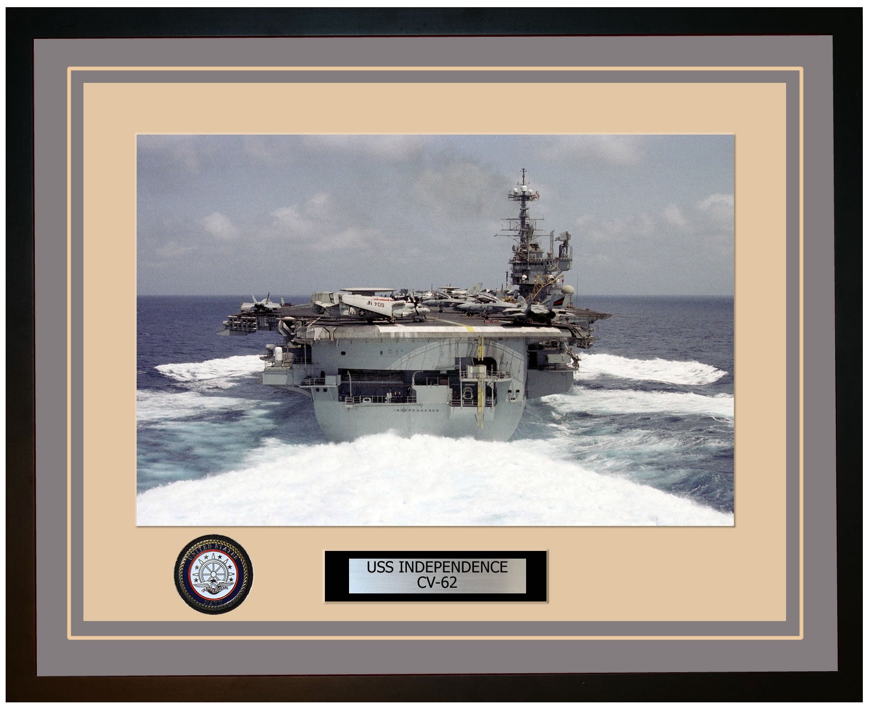USS INDEPENDENCE CV-62 Framed Navy Ship Photo Grey