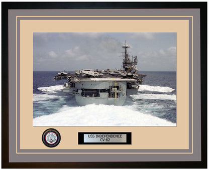 USS INDEPENDENCE CV-62 Framed Navy Ship Photo Grey