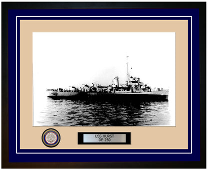 USS Hurst DE-250 Framed Navy Ship Photo Blue