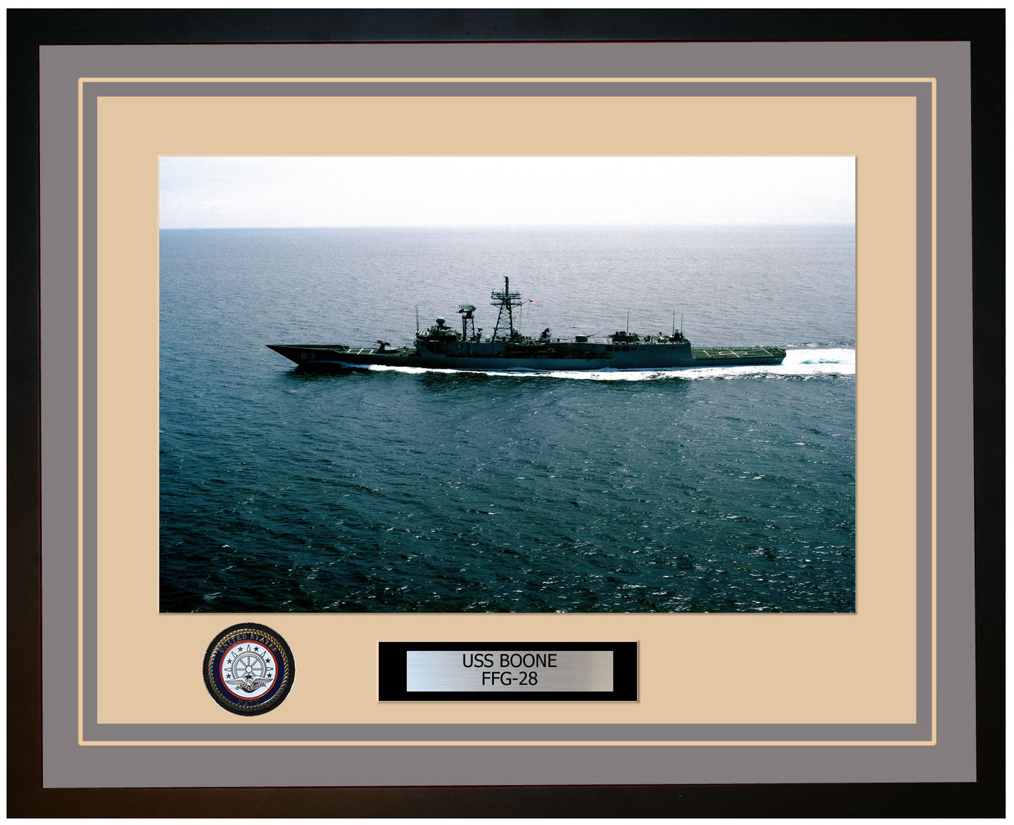 USS BOONE FFG-28 Framed Navy Ship Photo Grey