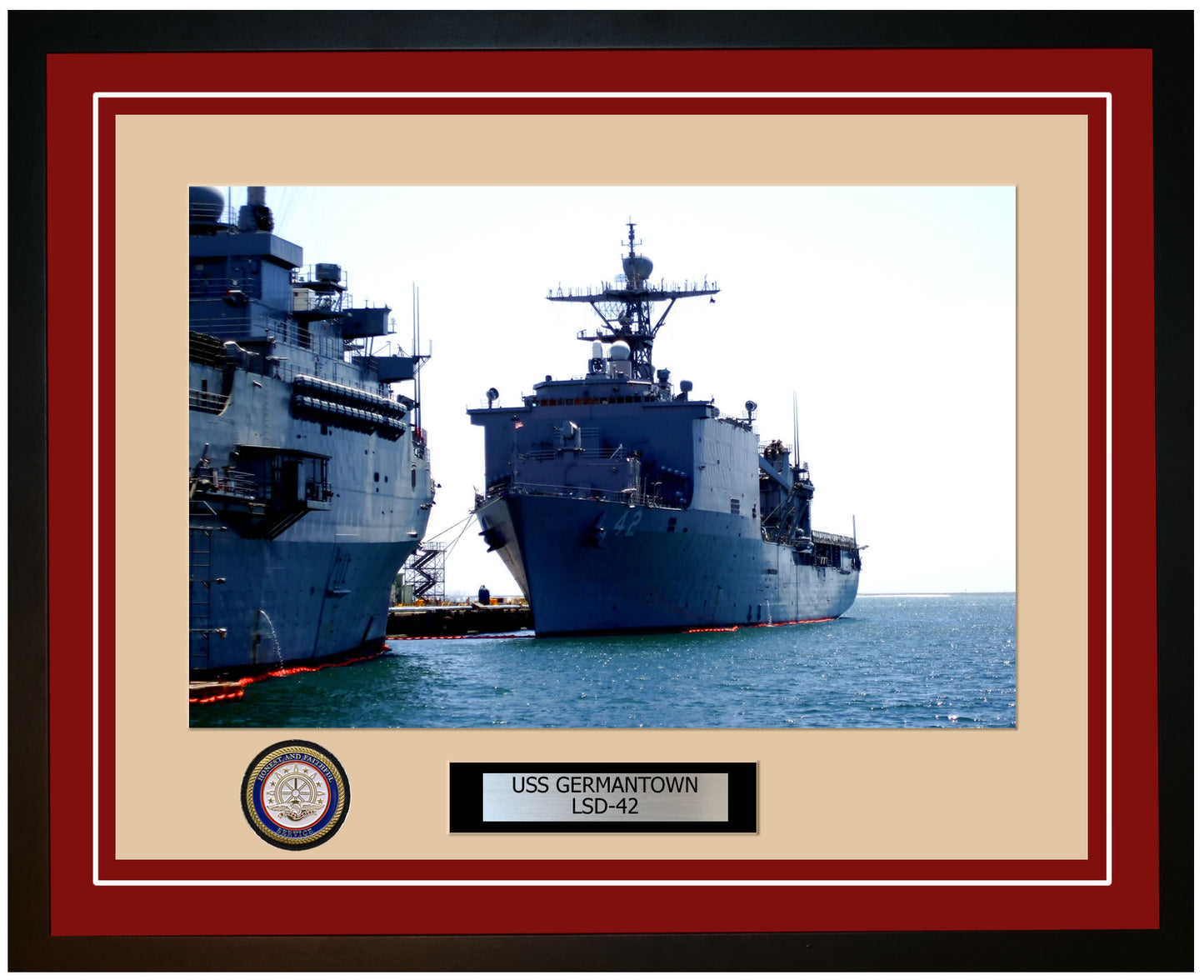 USS Germantown LSD-42 Framed Navy Ship Photo Burgundy