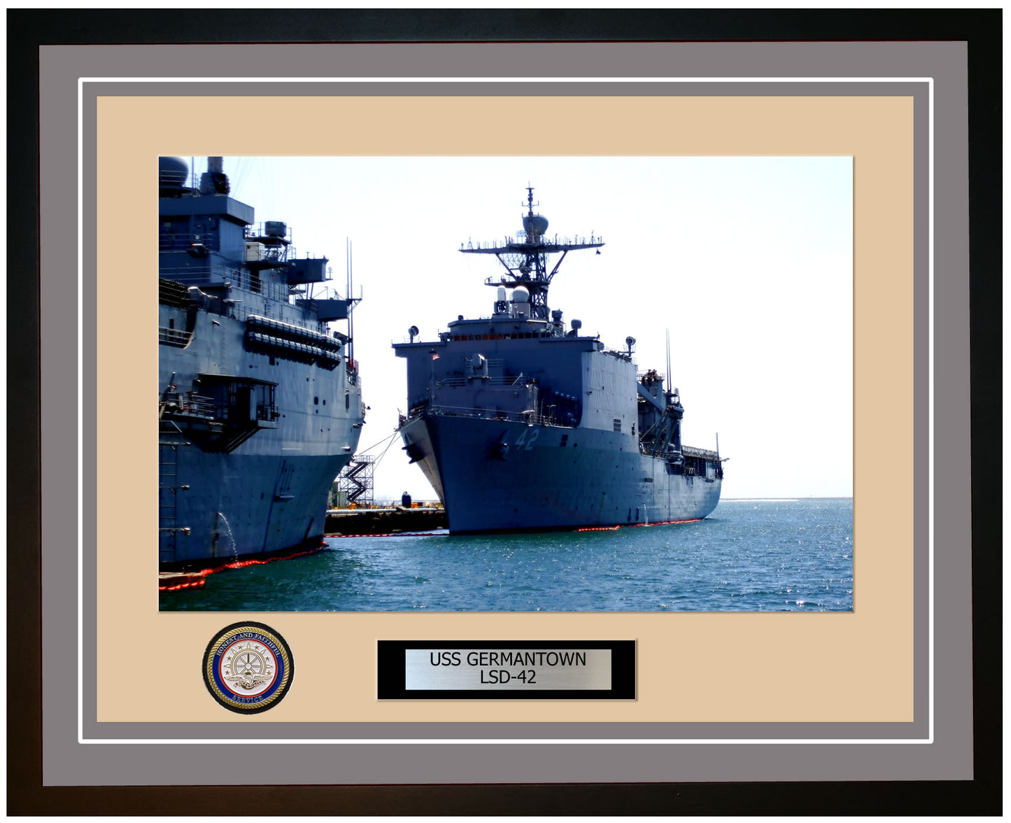USS Germantown LSD-42 Framed Navy Ship Photo Grey