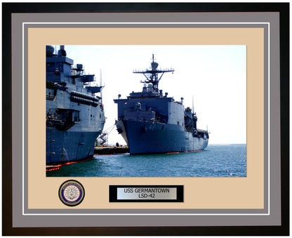 USS Germantown LSD-42 Framed Navy Ship Photo Grey