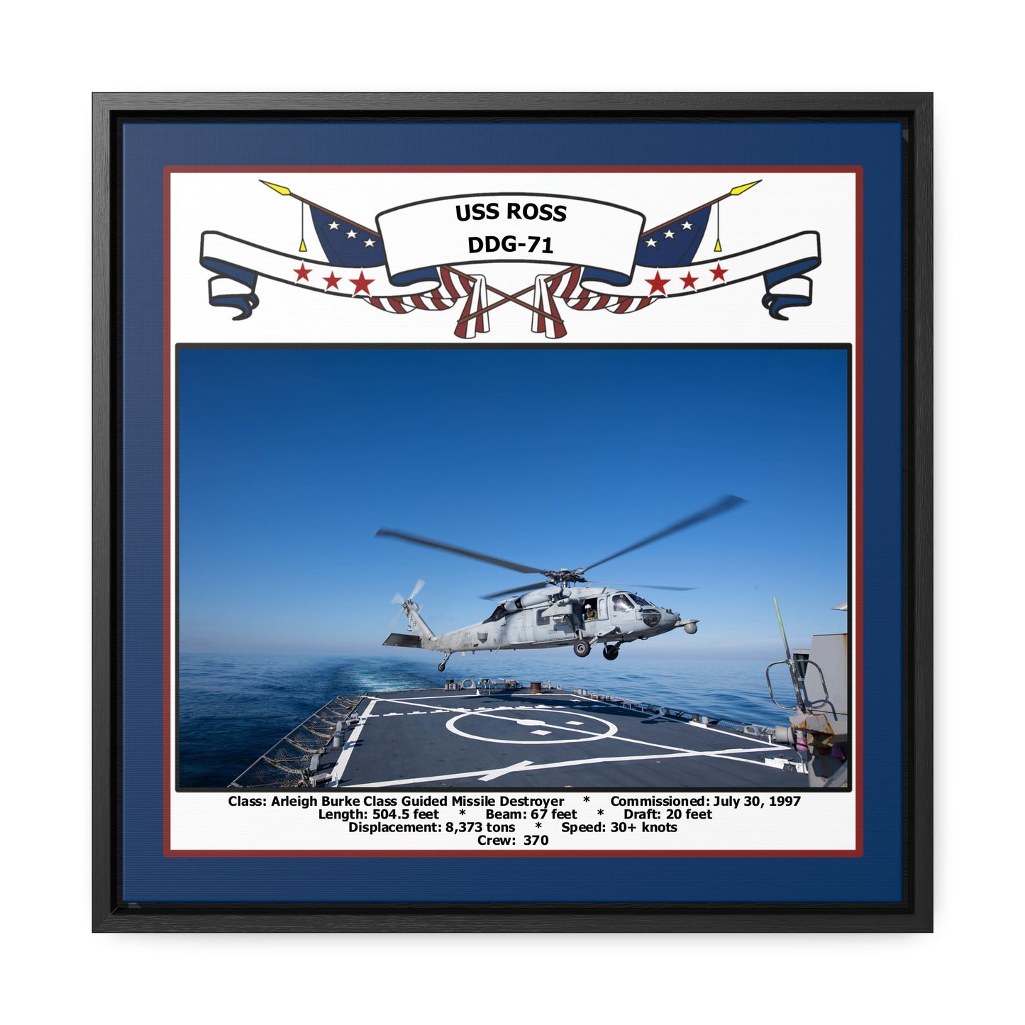 USS Ross DDG-71 Navy Floating Frame Photo Front View