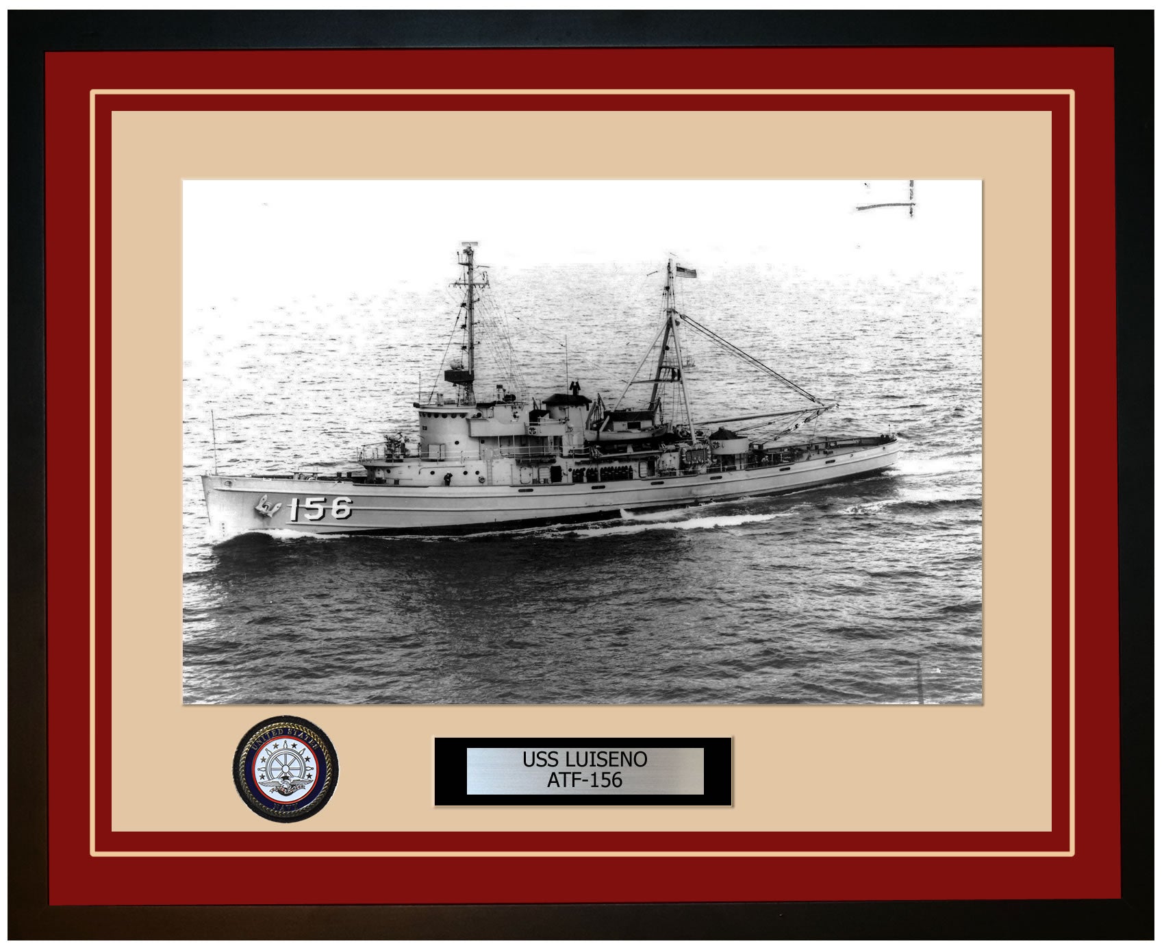 USS LUISENO ATF-156 Framed Navy Ship Photo Burgundy