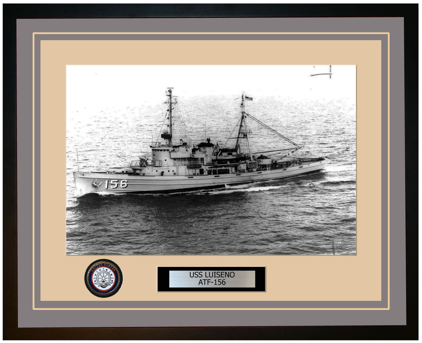 USS LUISENO ATF-156 Framed Navy Ship Photo Grey