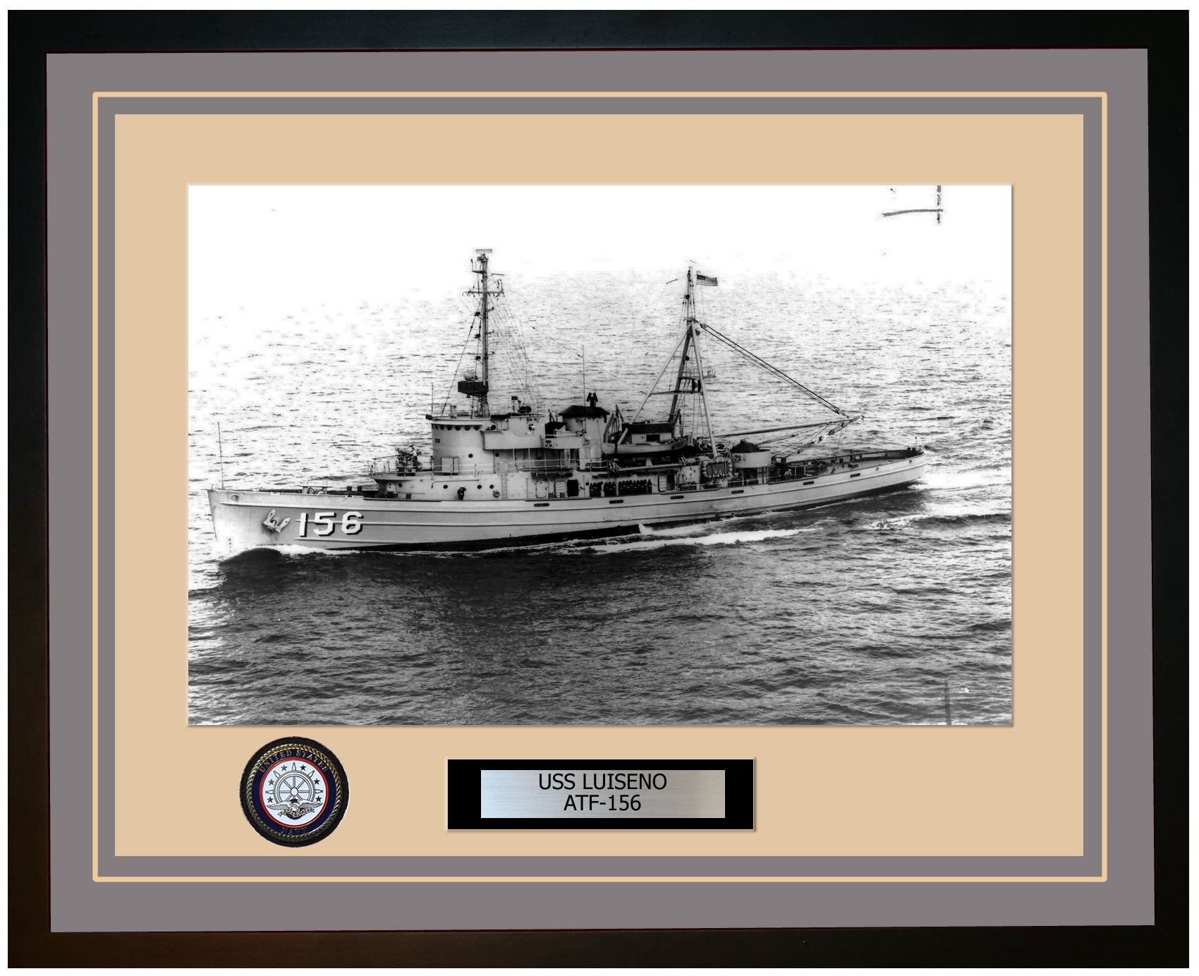 USS LUISENO ATF-156 Framed Navy Ship Photo Grey