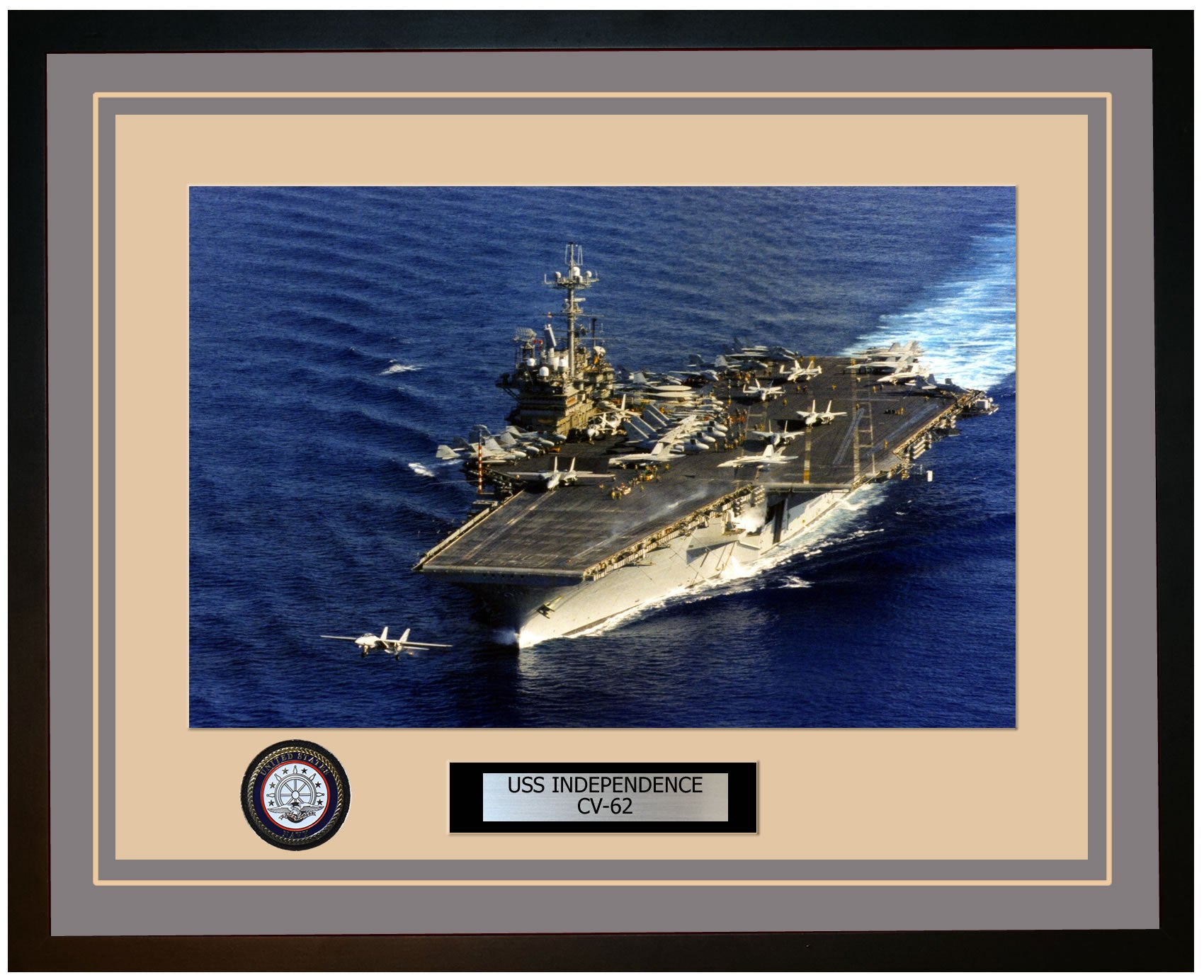 USS INDEPENDENCE CV-62 Framed Navy Ship Photo Grey