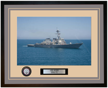 USS ROSS DDG-71 Framed Navy Ship Photo Grey