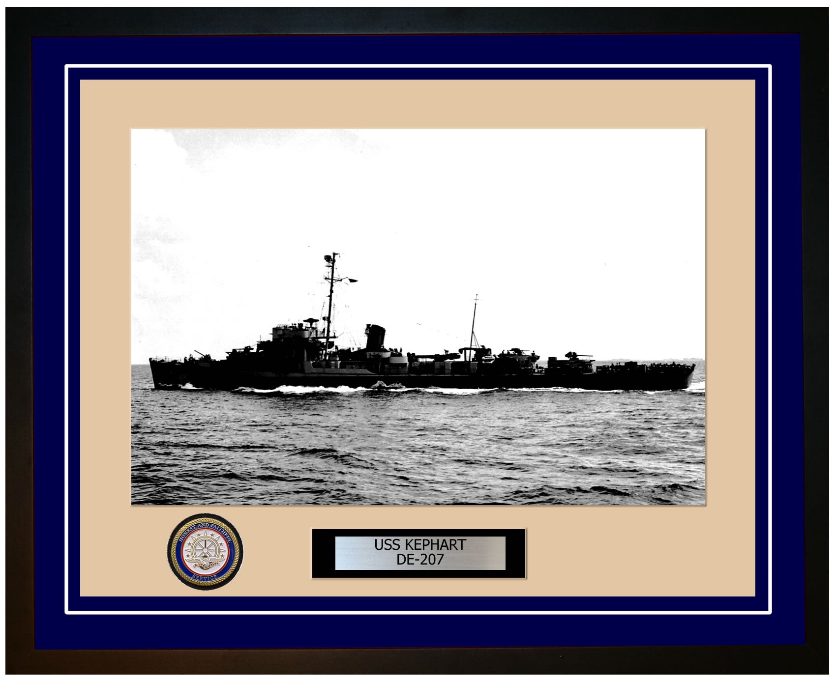 USS Kephart DE-207 Framed Navy Ship Photo Blue