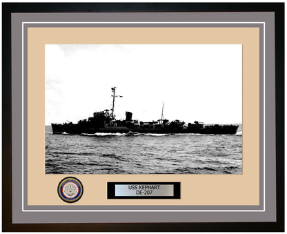USS Kephart DE-207 Framed Navy Ship Photo Grey
