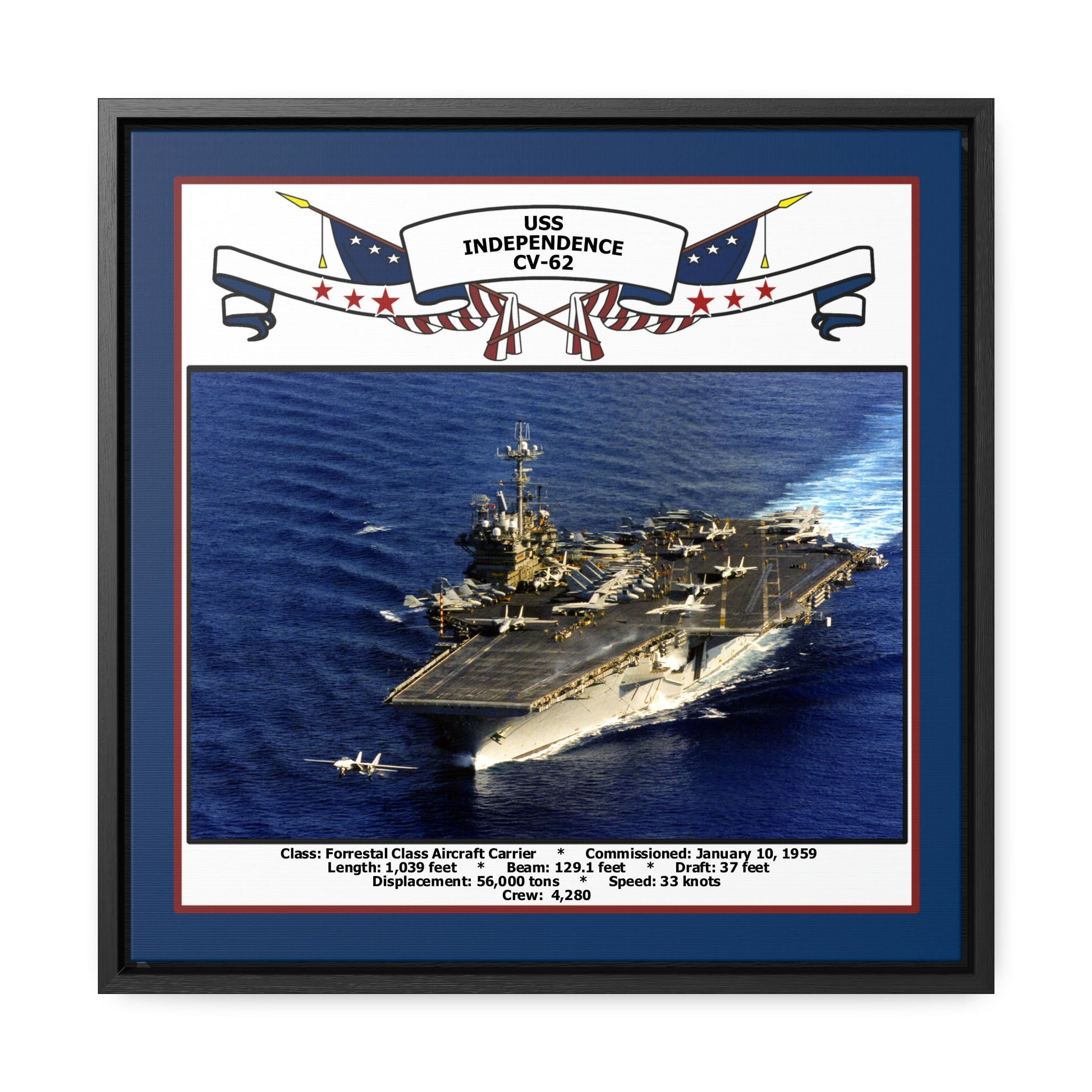 USS Independence CV-62 Navy Floating Frame Photo Front View