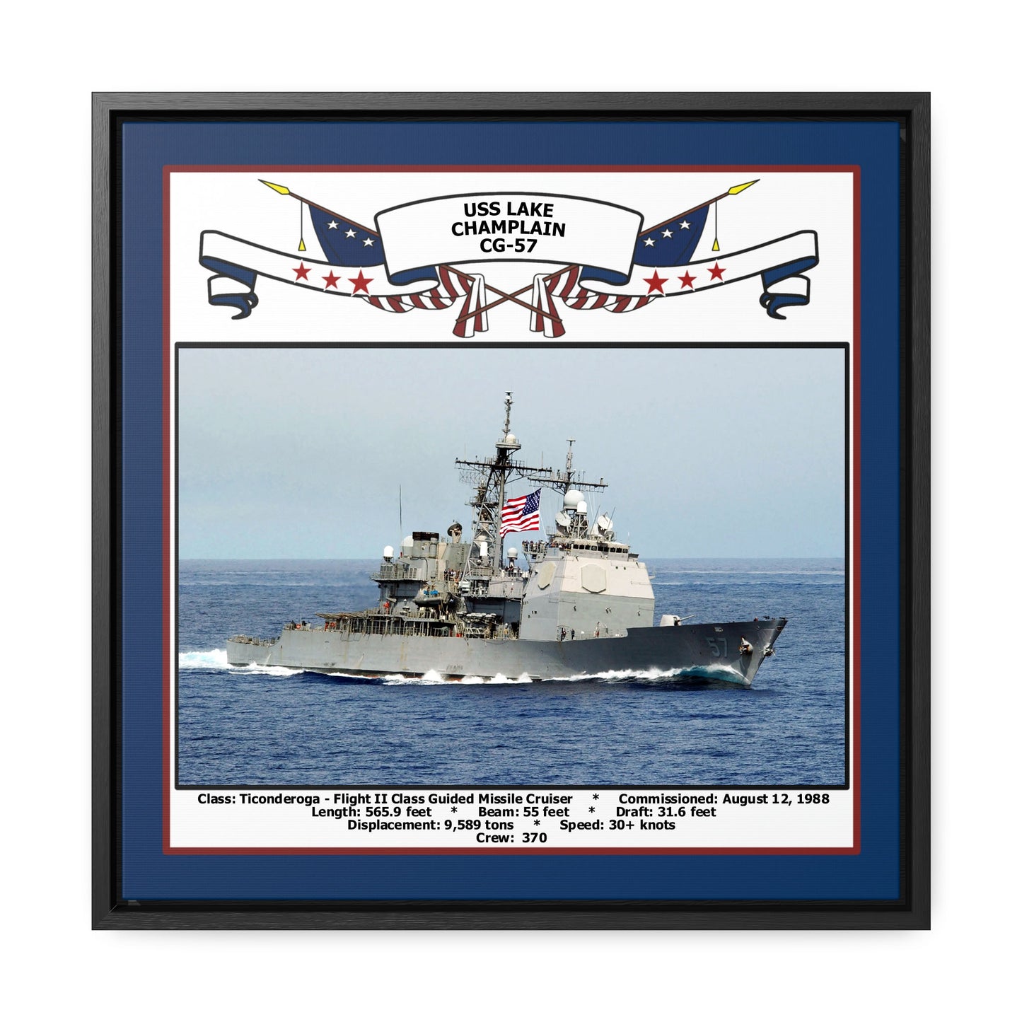 USS Lake Champlain CG-57 Navy Floating Frame Photo Front View