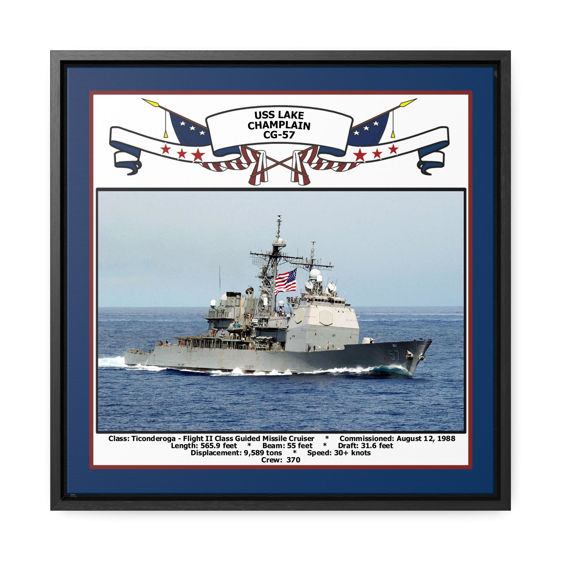 USS Lake Champlain CG-57 Navy Floating Frame Photo Front View