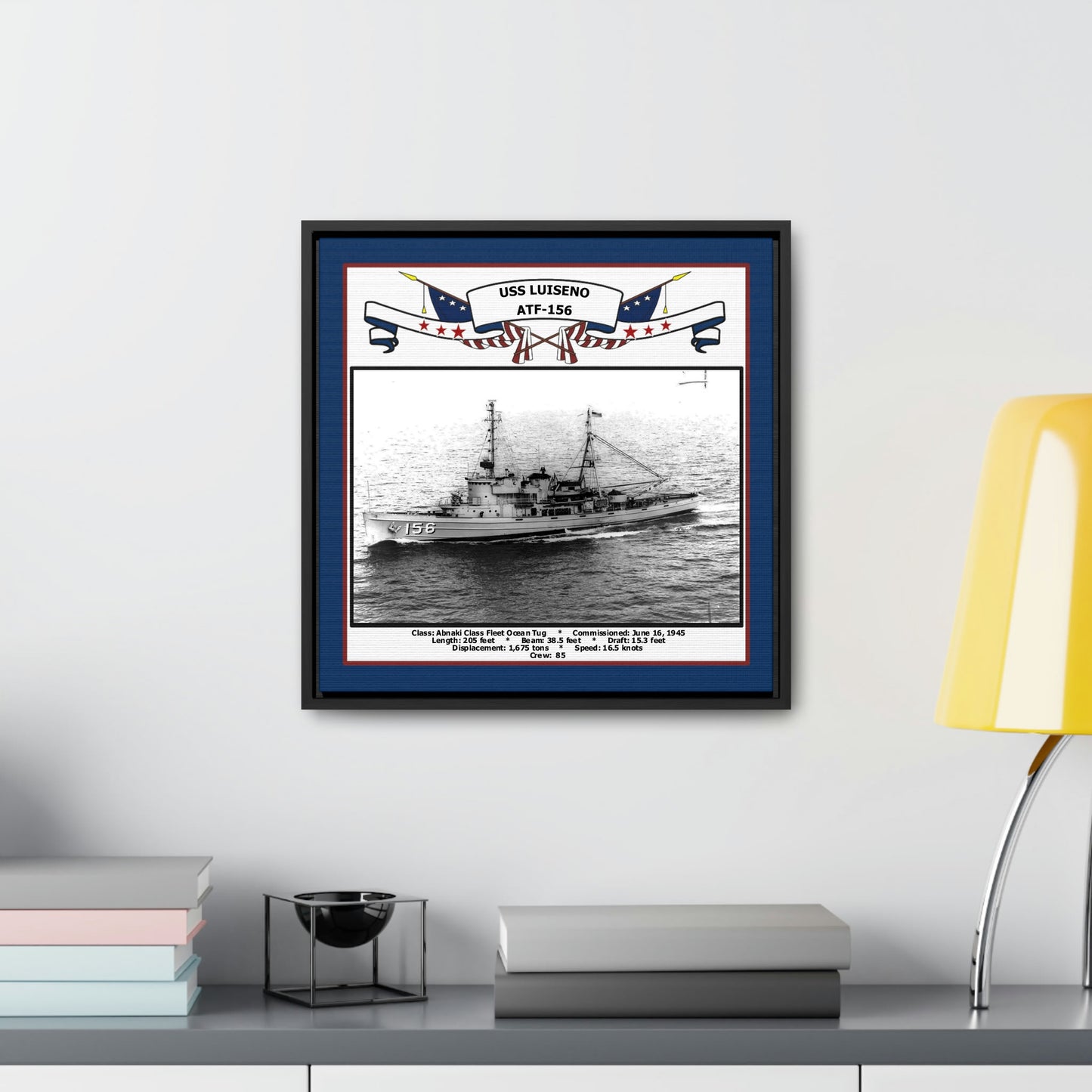 USS Luiseno ATF-156 Navy Floating Frame Photo Desk View