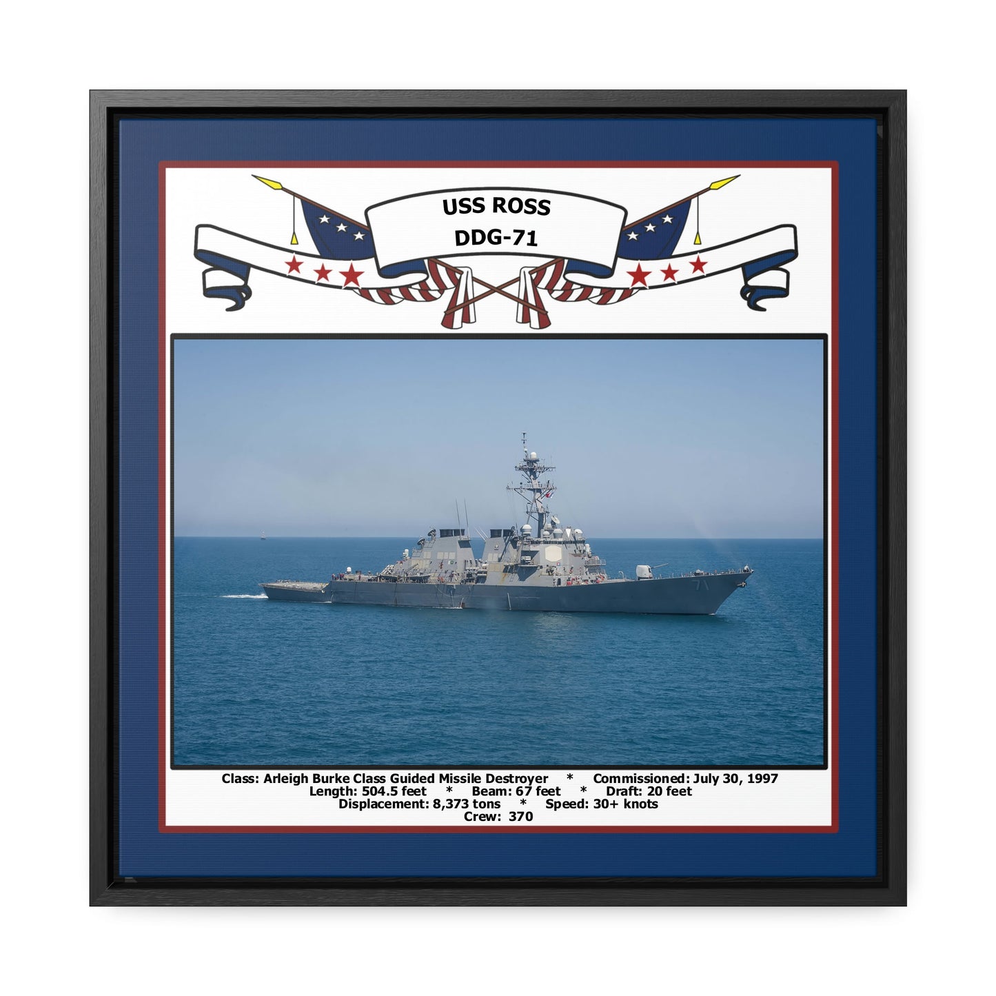 USS Ross DDG-71 Navy Floating Frame Photo Front View