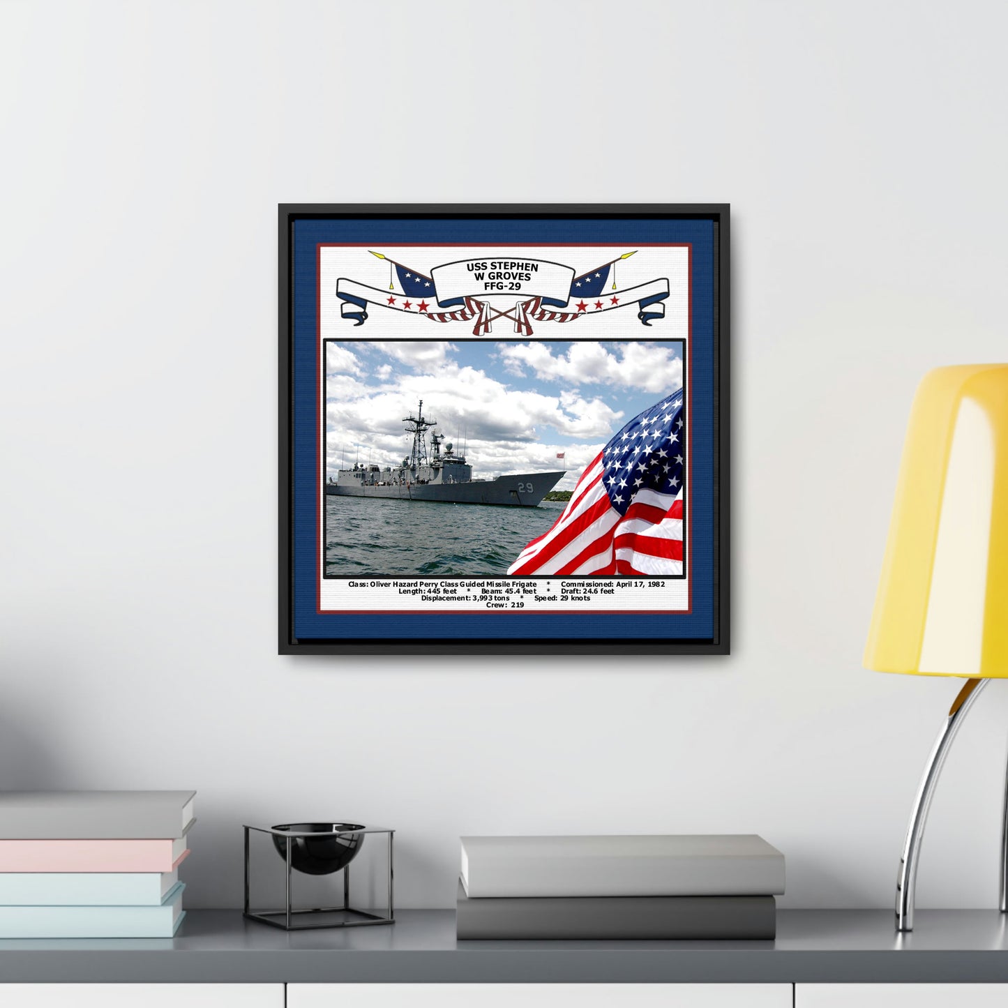 USS Stephen W Groves FFG-29 Navy Floating Frame Photo Desk View