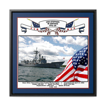 USS Stephen W Groves FFG-29 Navy Floating Frame Photo Front View