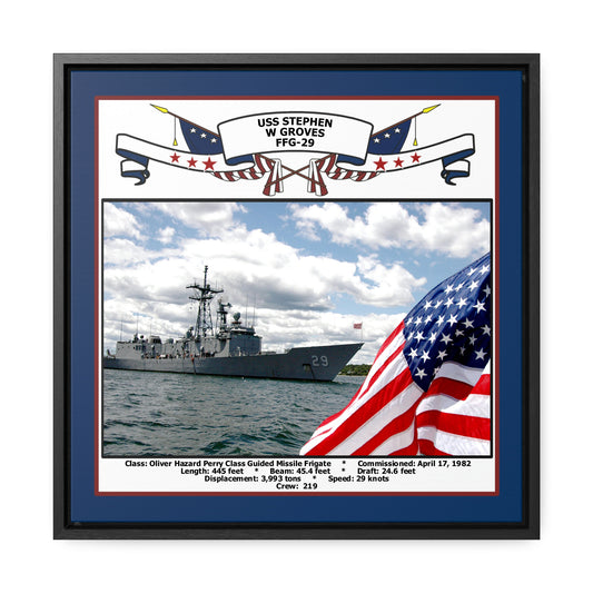 USS Stephen W Groves FFG-29 Navy Floating Frame Photo Front View