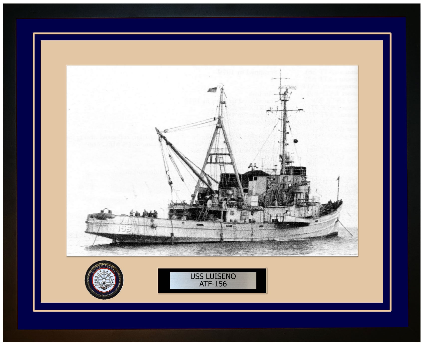 USS LUISENO ATF-156 Framed Navy Ship Photo Blue