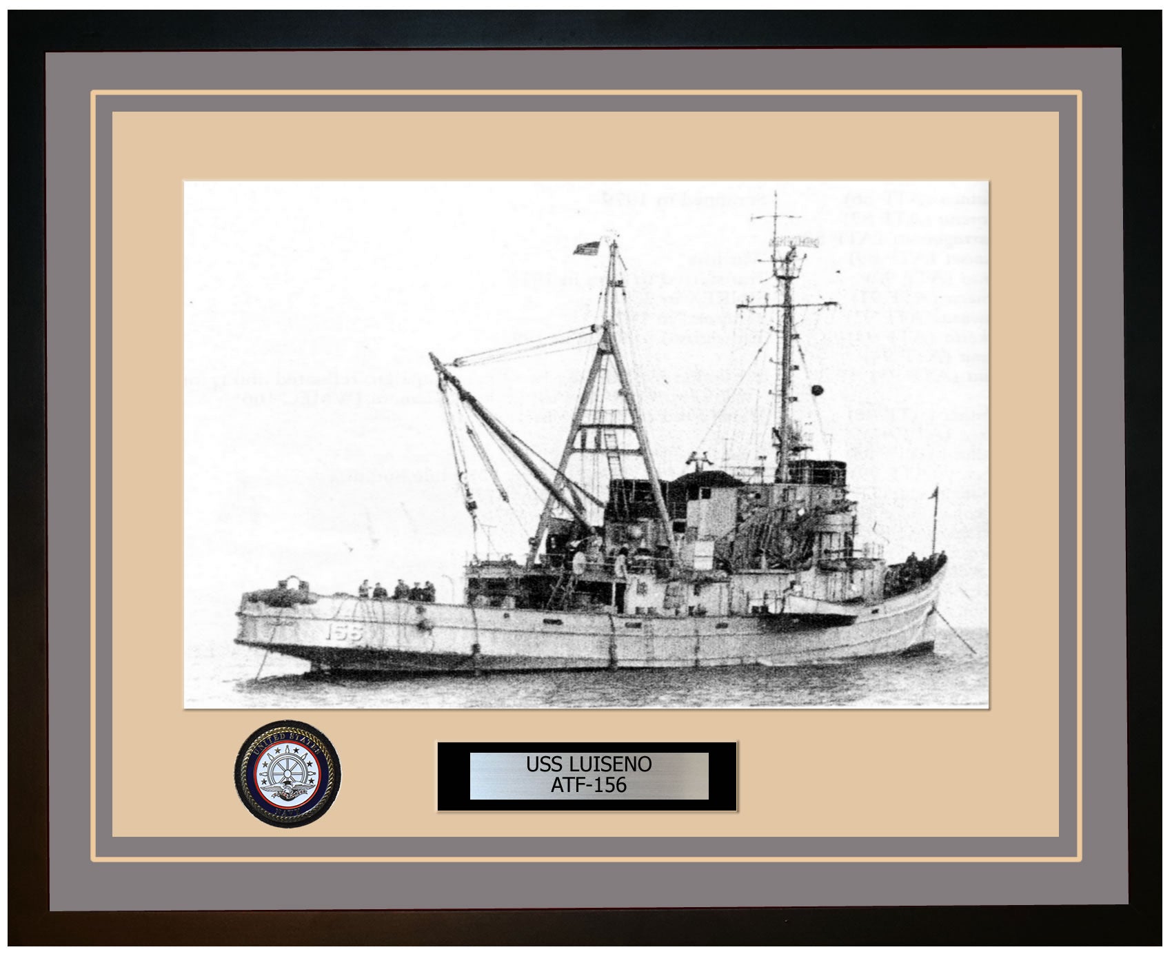 USS LUISENO ATF-156 Framed Navy Ship Photo Grey