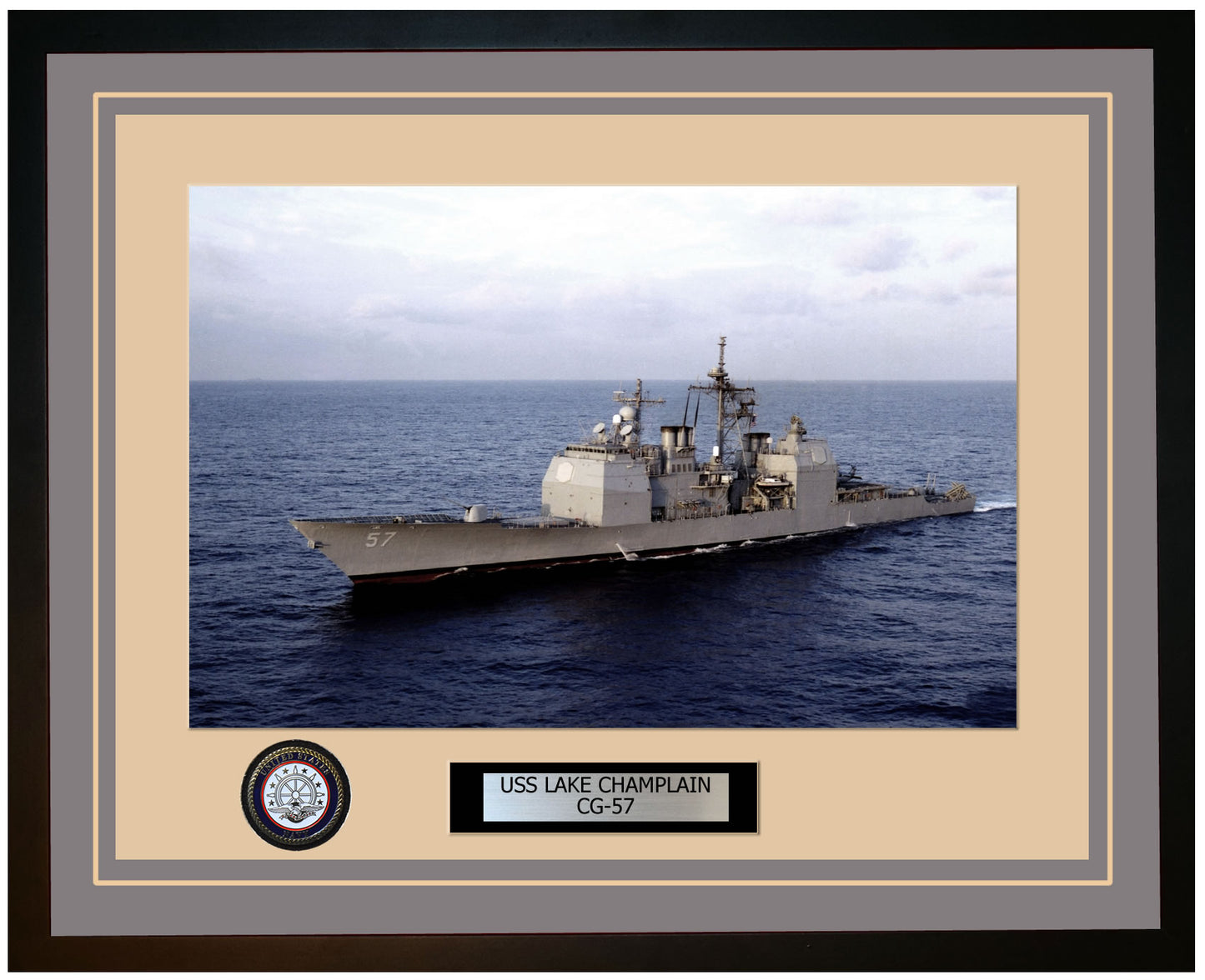 USS LAKE CHAMPLAIN CG-57 Framed Navy Ship Photo Grey