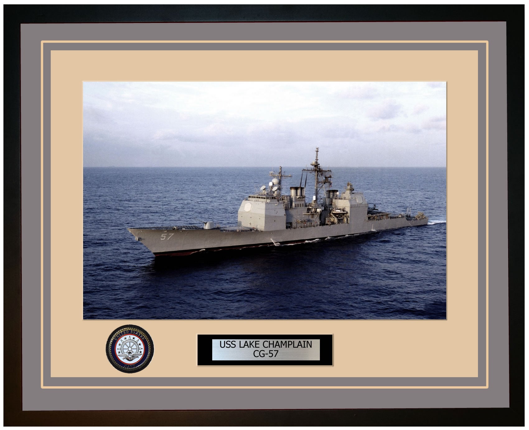 USS LAKE CHAMPLAIN CG-57 Framed Navy Ship Photo Grey